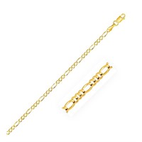 14k Gold Solid Figaro Bracelet 2.8mm