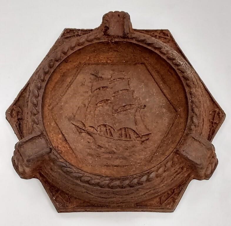 Unusual Old Cast Iron Ashtray