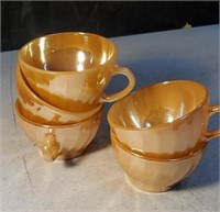 2 Fire king peach luster cups & 3Termocrisa cups