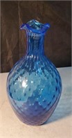 Blue glass vase approx 10 inches tall