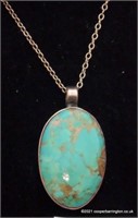 Navajo Sterling Silver Turquoise Pendant