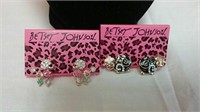 2 Adorable Pairs Of Betsey Johnson Earrings