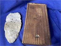Indian Artifact and wooden Box with slide top