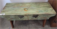 PAINTED DISTRESSED HEART BENCH