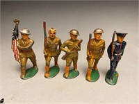 Five Antique Barclay Manoil Lead Soldier Figure