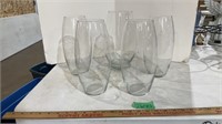 5 clear vases