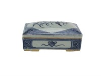 Chinese  Lidded Blue & White Porcelain Box