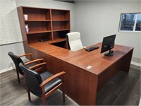 U-SHAPED DESK, W/ BOOK SHELVES, COMPUTER CHAIR,