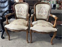 (2) Beautifully Carved French Style Armed Chairs,