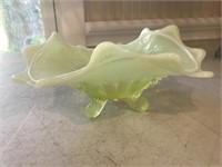 Vintage Yellow Ruffled Footed Dish