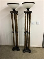 Beautiful Set of Floor Bases Torch Lamps