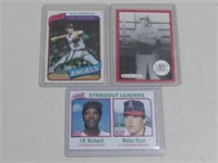 Three Nolan Ryan Baseball Cards