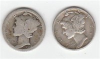 2 90% Silver US Mercury Dimes