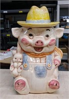 PIG WITH A STRAW HAT COOKIE JAR