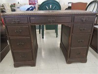 wooden desk w/ 8 drawers