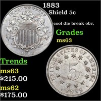 1883 Shield 5c Grades Select Unc
