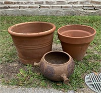 A Lot Of Three Terra-cotta  Clay Pots