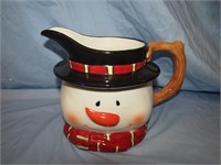 Snowman Ceramic Pitcher 7"