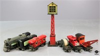 Vintage Toy Train Cars & Tower / 7 pc