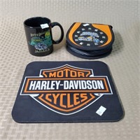Lot of Harley Davidson Mousepad, Mug, CD Bag
