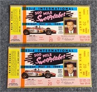 1969 Indy 500 Ticket Stub featuring Bobby Unser