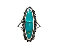 Maisel's Sterling Turquoise Ring Sz. 4.5