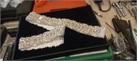 Ladies Rhinestone w/ Faux Pearls Sash Belt