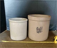 Western Stoneware Crock & Plain Stoneware Crock