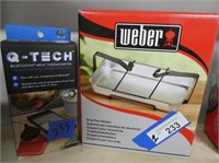 2 items - Weber drip pan holder and meat thermomet