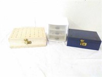 2 vintage jewelry boxes  with jewelry and watches