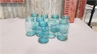 9 Blue quart jars