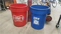 Two garbage cans, Miller and Lite