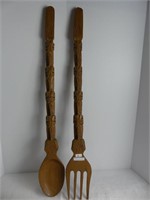 PR. CARVED WOODEN ELEPHANT FORK & SPOON