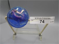 Carnival Glass Hatpin- blue Rooster