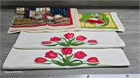 Vintage Linen Tea Towels, Tulip Pillow Cases