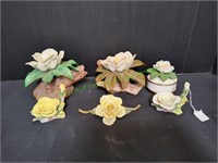 (5) Floral Figurine & Magnolia Music Box