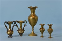 Made in Italy Brass Vase Set and 3 Other Vases