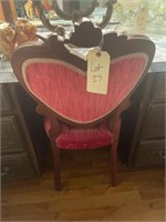 Vintage Red Heart Vanity Chair