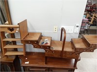 >Strommen Bruk Hamar wood sewing box & wood shelf