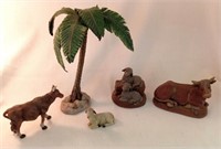 Nativity Scene Animals & Palm Tree - (2) Cows