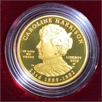 2012-W $10 Caroline Harrison Gold Coin 1/2Oz PR