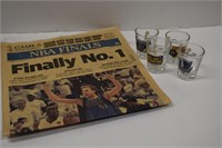 Mavericks NBA Finals Newspaper, Shot Glasses