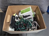Box Lot of Cords and Phones
