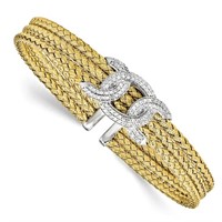 Sterling Silver Crystal Woven Cuff Bracelet