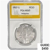 1907-S Philippines 1 Peso .5144oz. Silver PGA