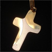 $860  14K Yellow And White Gold 2.3G Cross Pendant