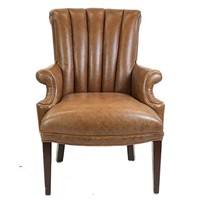 CONTEMPORARY LEATHER WINGBACK CHAIR