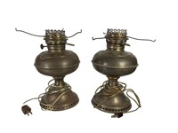 2 Metal Electrified Oil Lamp Bases