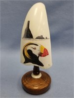 Richard Freeman colored scrimshawed whales tooth o