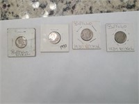Set 4 Buffalo Nickels from 1930s